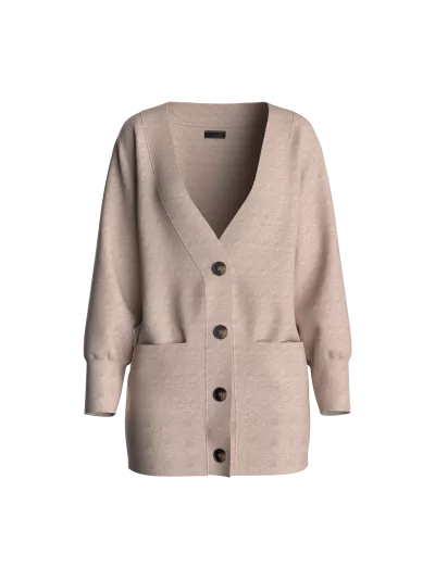 Deep V Neck Button Front Cardigan (front)
